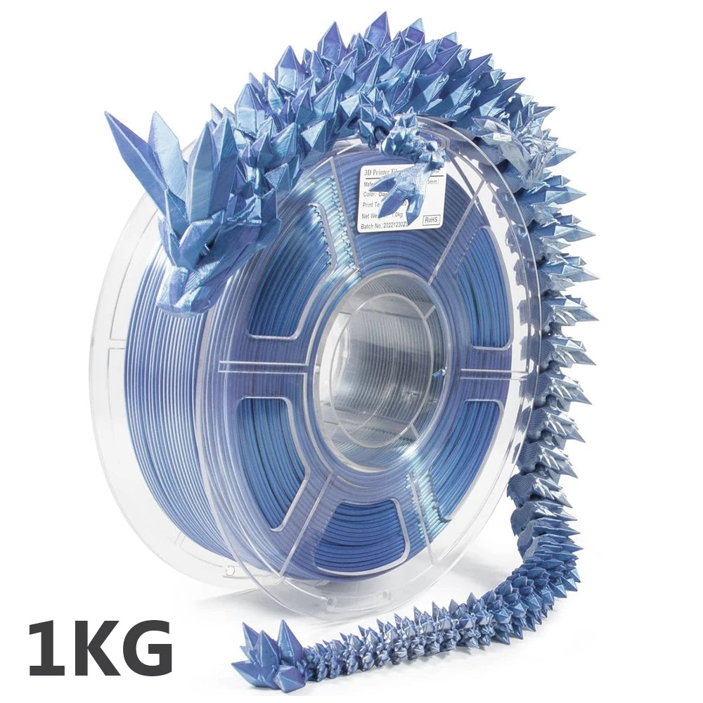 Dual Colour Filament silk PLA Blue silver 1.75MM  1KG