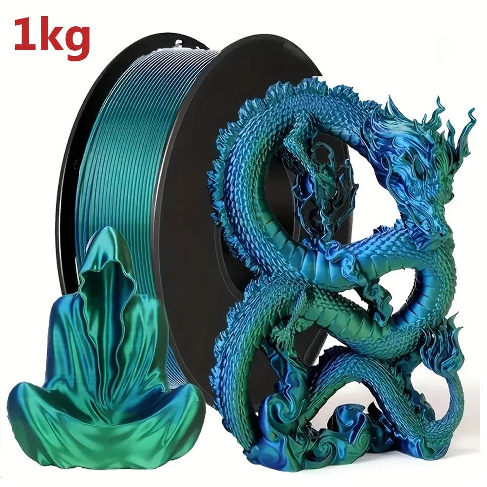 Dual Colour Filament silk PLA Blue silver 1.75MM  1KG