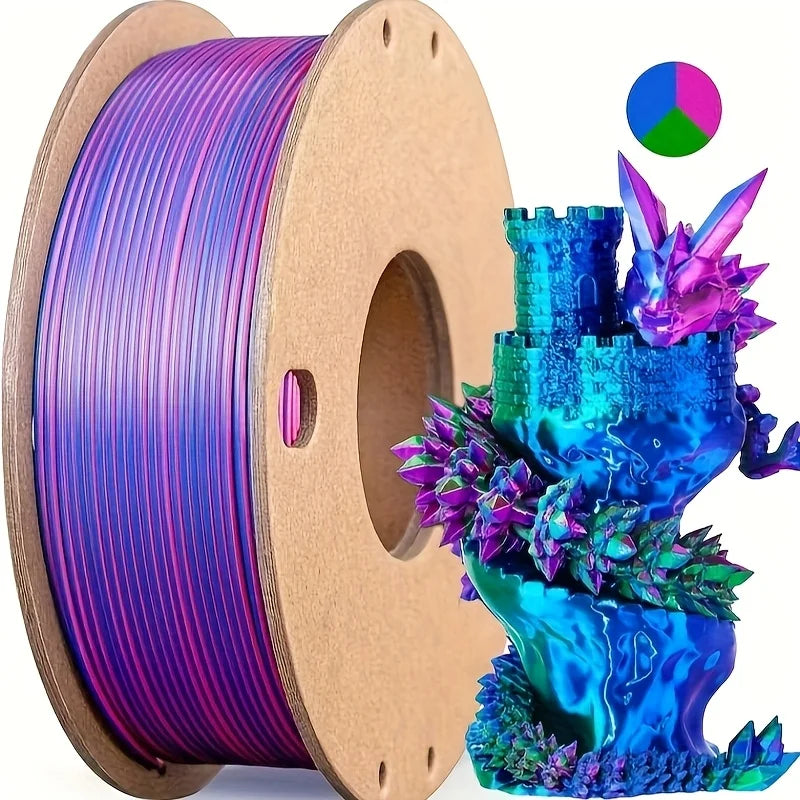 Three color PLA silk filament 250g 1.75mm